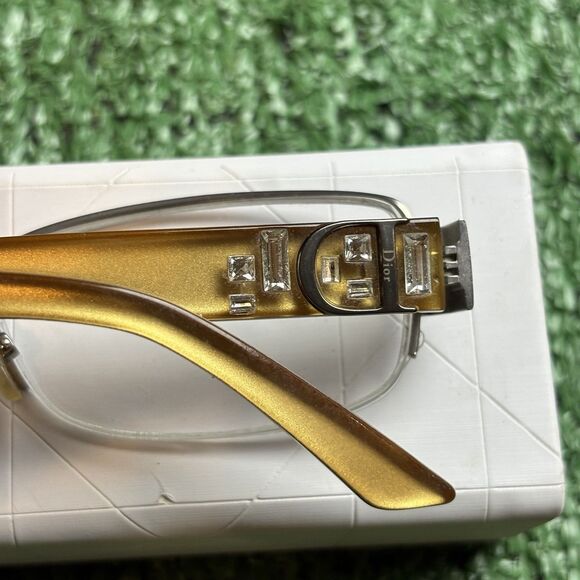 Christian Dior Gold Baguette Jeweled CD3706 NLY 53MM Glasses Frames with Case - Picture 2 of 9